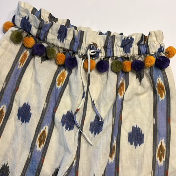 NOT 4 SALE Ollari Anthropologie Ikat Print Wide Leg Pom Pom Embellishment Pants - Picture 4 of 16